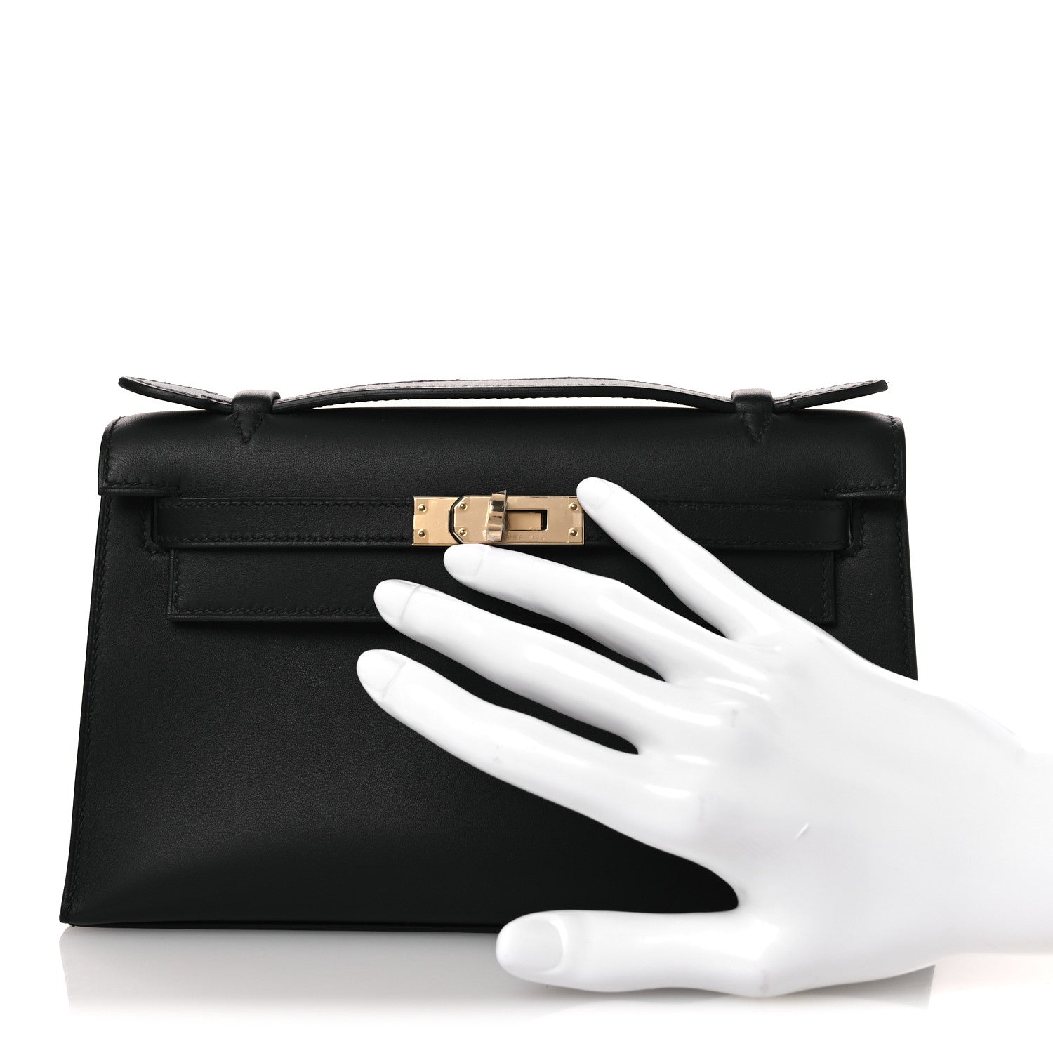 Swift Horseshoe Kelly Pochette Clutch Black Lime