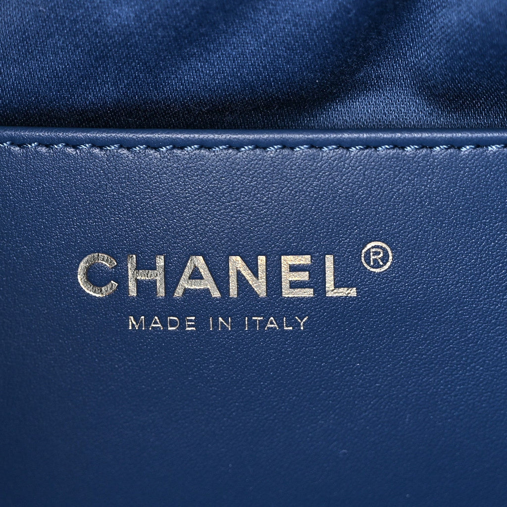 Washed Denim Quilted Mini Chanel 25 Handbag Blue