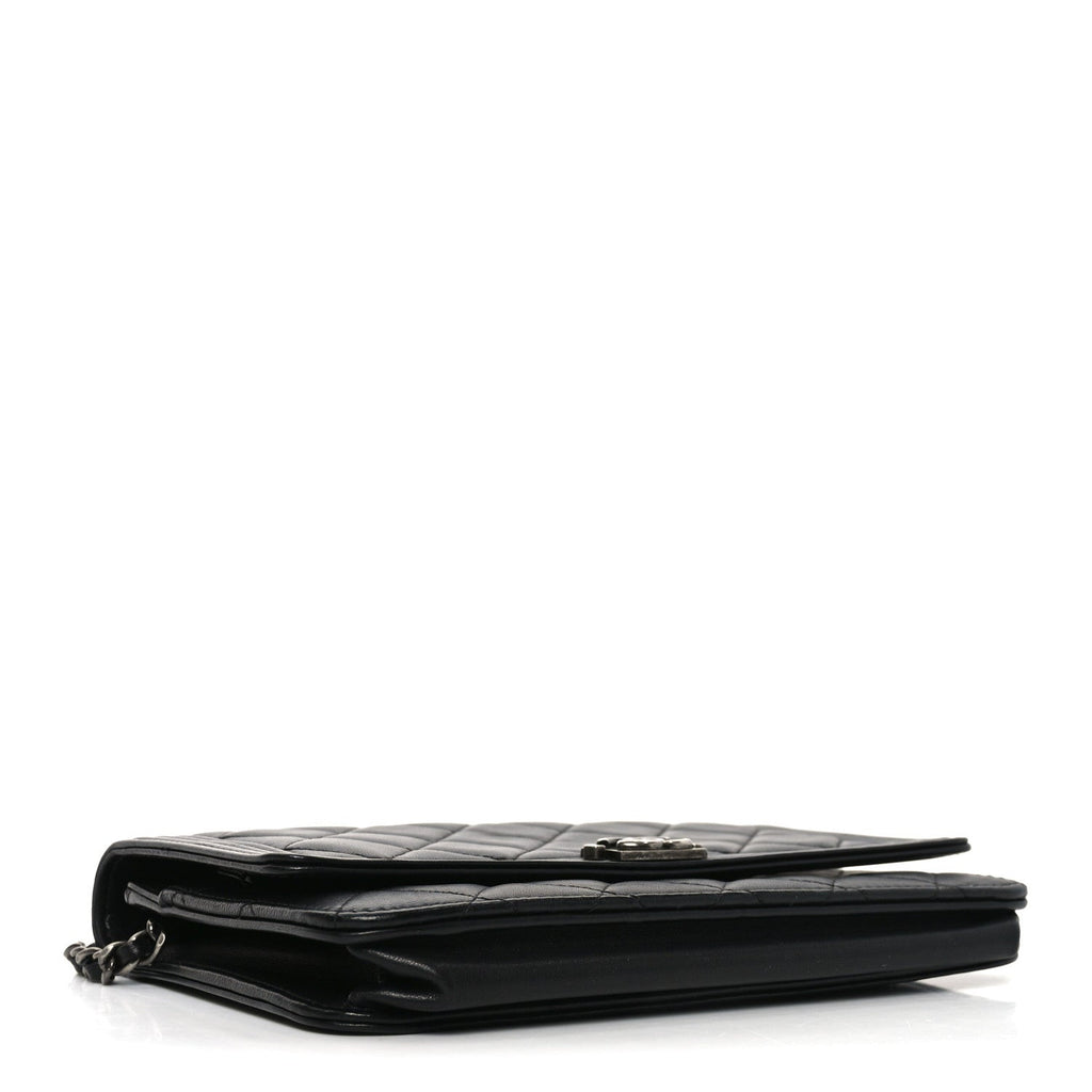 Lambskin Quilted Boy Wallet On Chain WOC Black