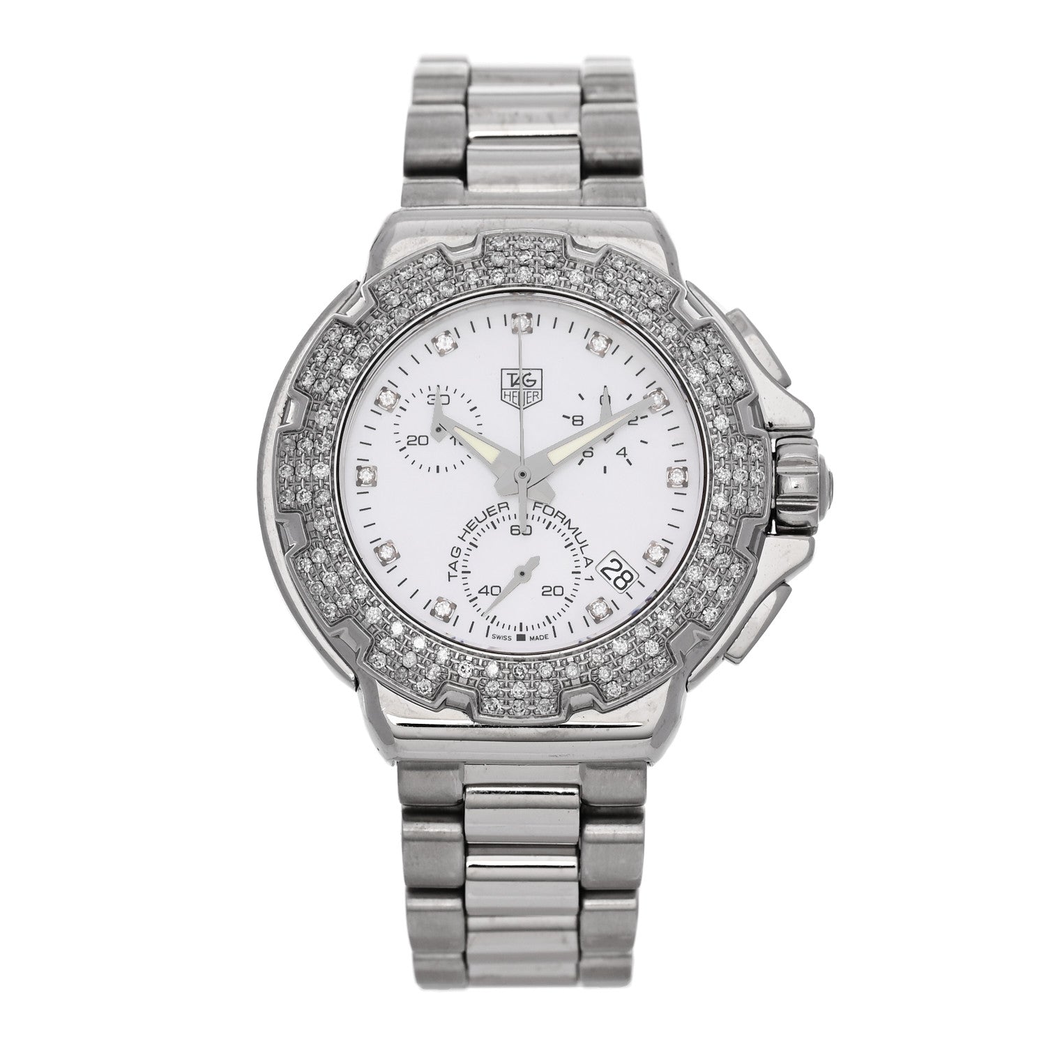 Stainless Steel Diamond Bezel Mother of Pearl 36mm Formula 1 Lady Quartz Watch CAC1310