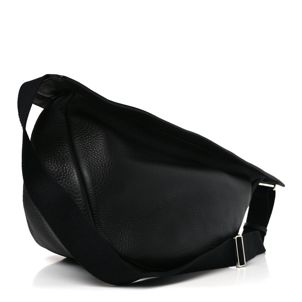 Grained Calfskin Large Slouchy Banana Bag Black