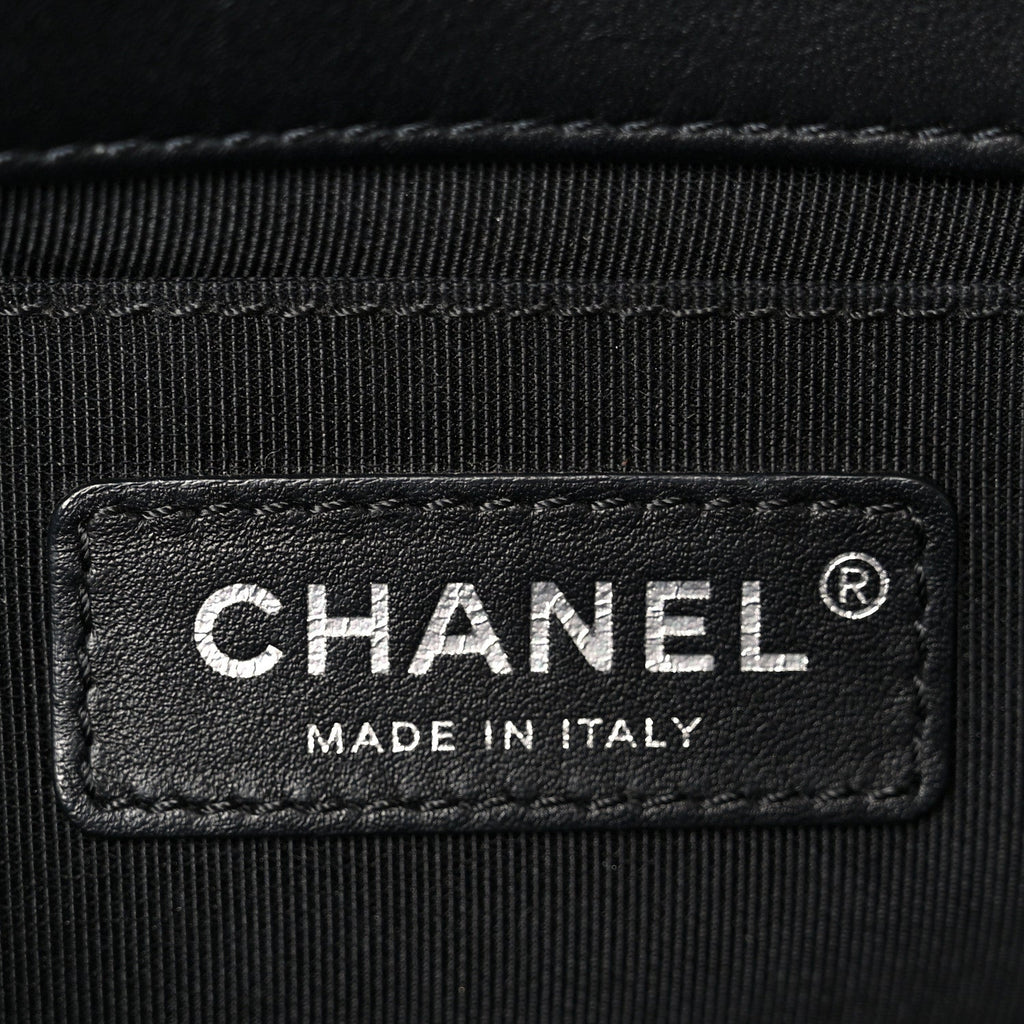 Lambskin Quilted Medium Boy Flap Black