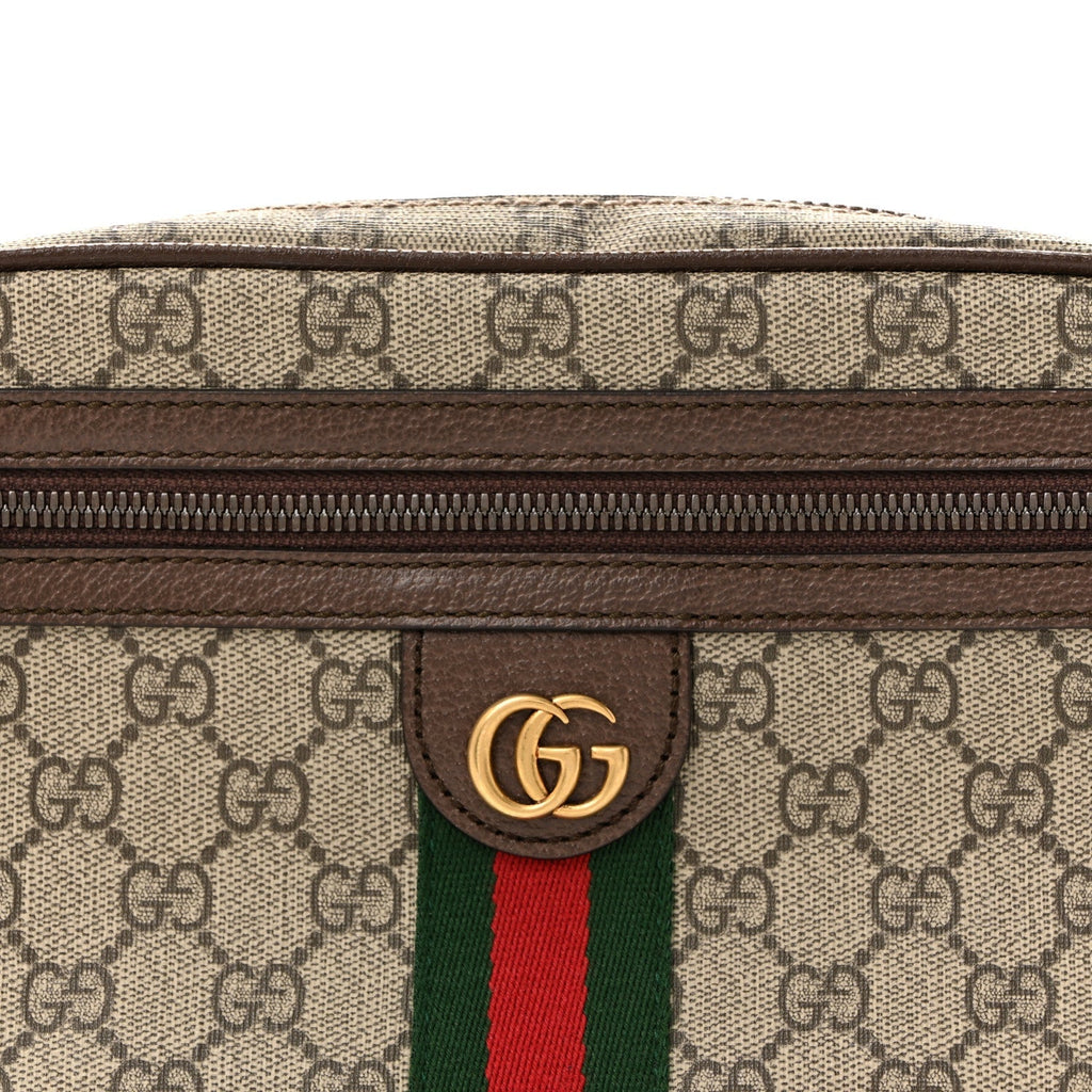 Soft GG Supreme Monogram Medium Ophidia Belt Bag Dark Brown