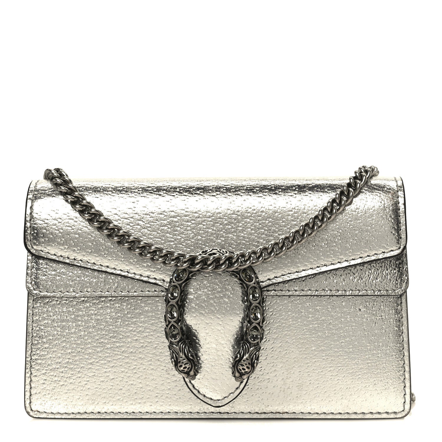 Metallic Calfskin Super Mini Dionysus Shoulder Bag Silver