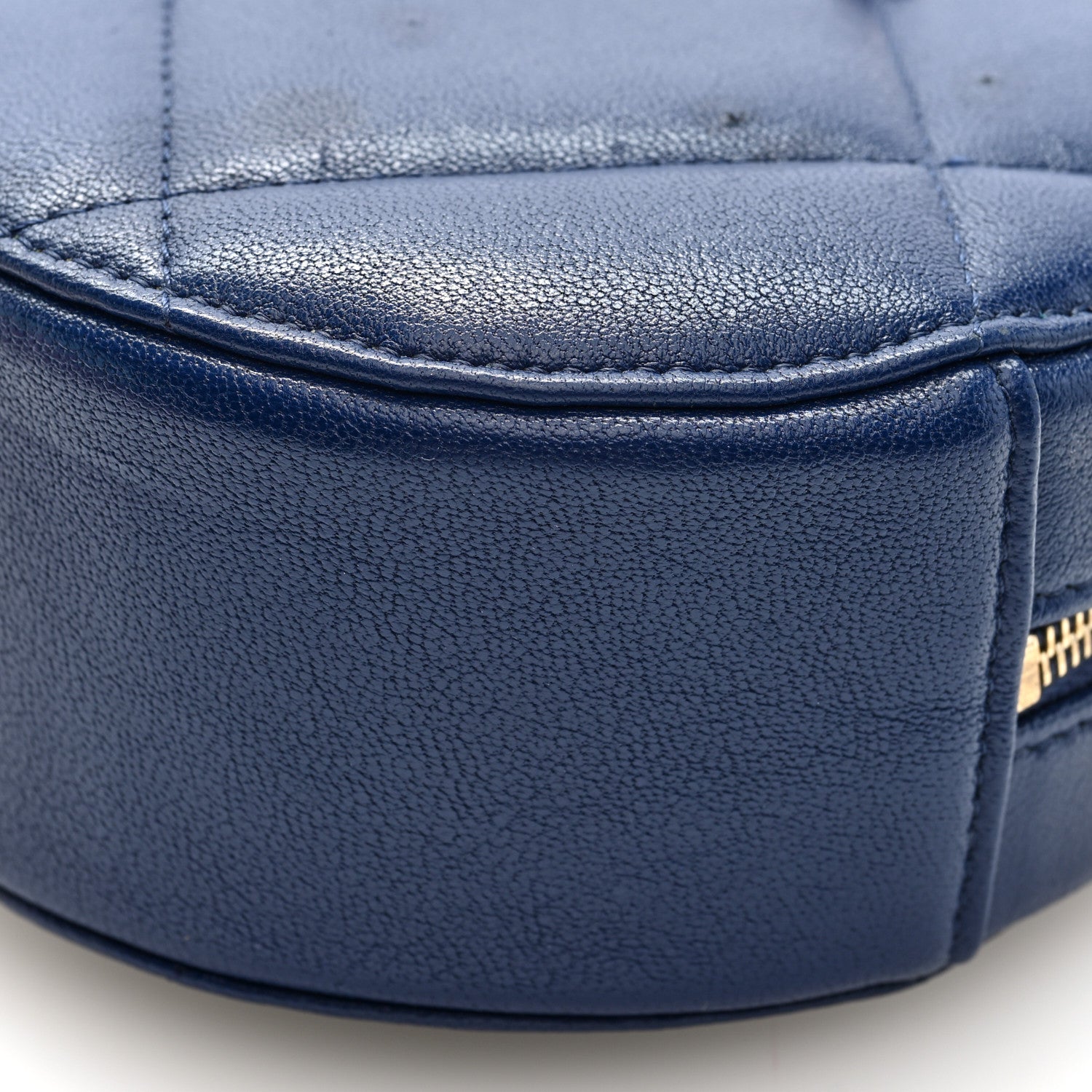 Lambskin Quilted Chanel 19 Round Clutch With Chain  Navy
