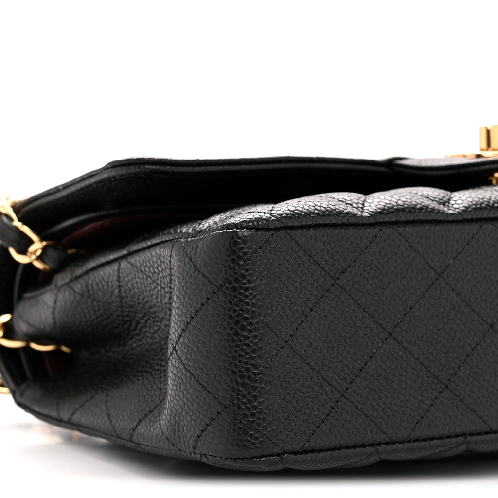 Caviar Quilted Medium Double Flap Black