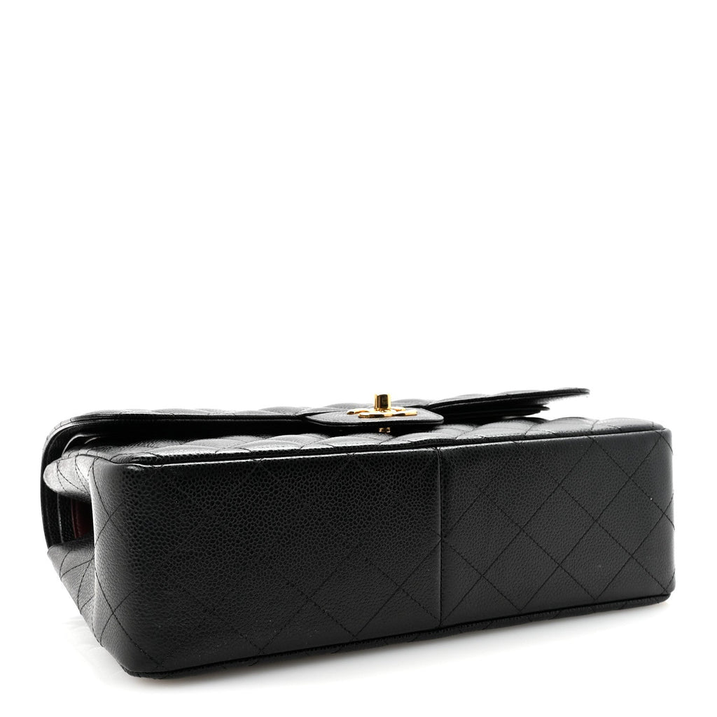 Caviar Quilted Jumbo Double Flap Black