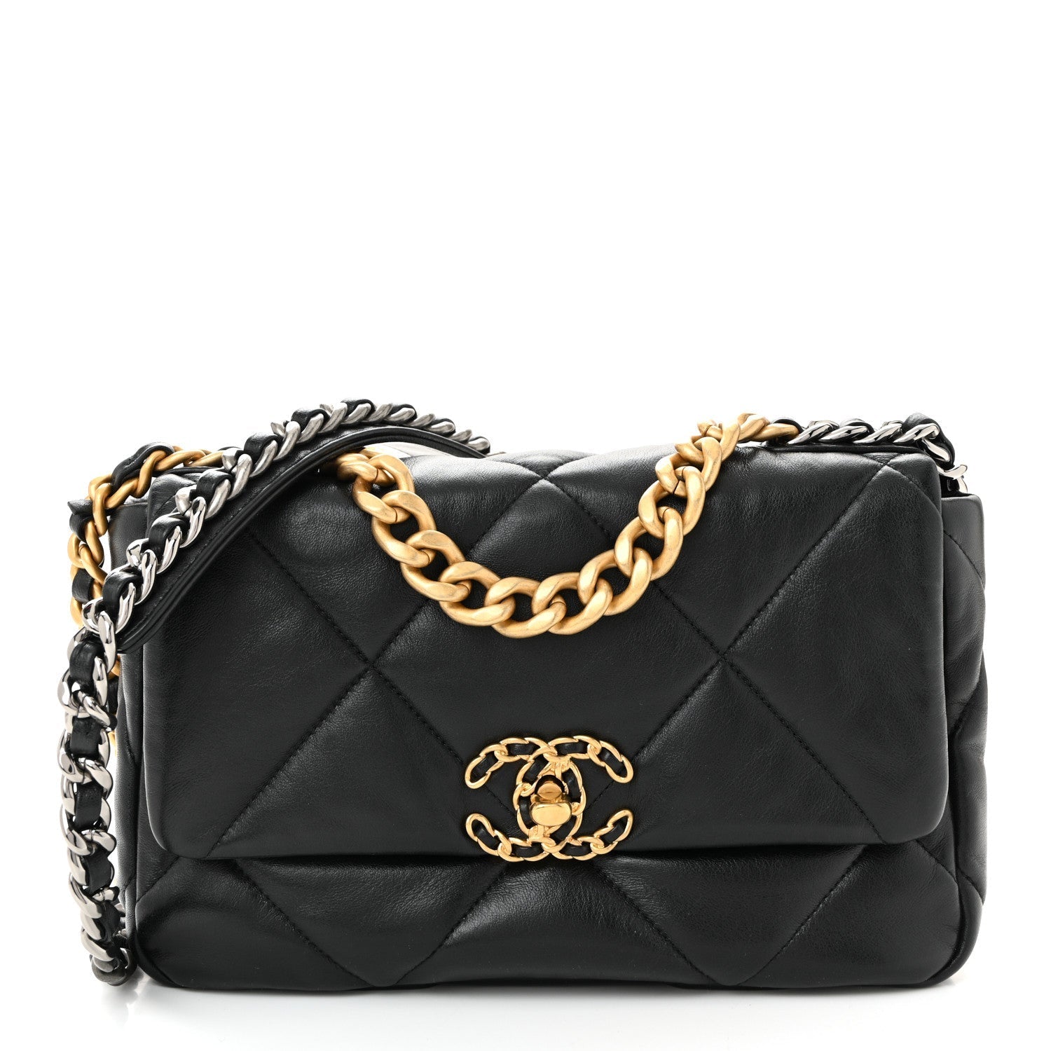Lambskin Quilted Medium Chanel 19 Flap Black