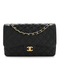 Caviar Quilted Jumbo Double Flap Black