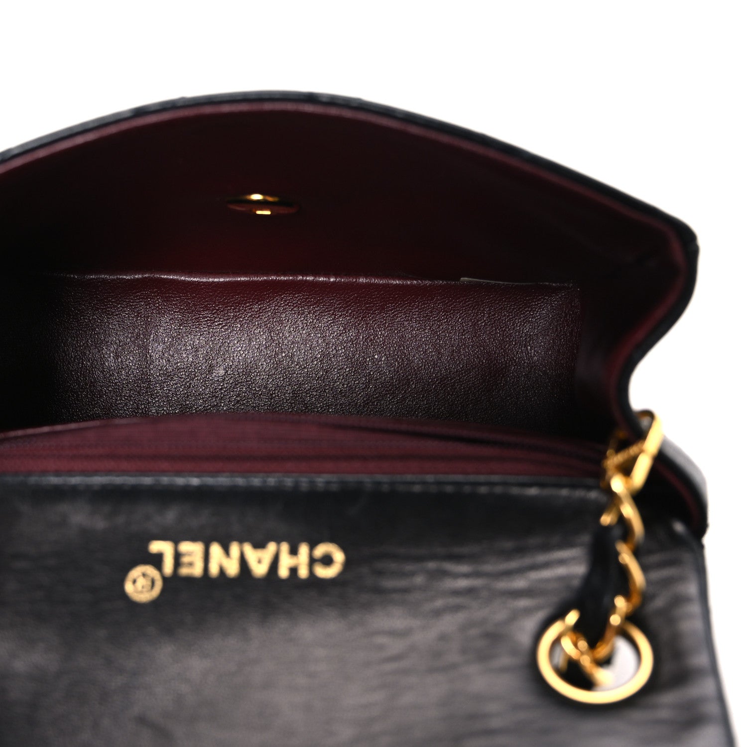 Lambskin Quilted Mini Square Flap Black