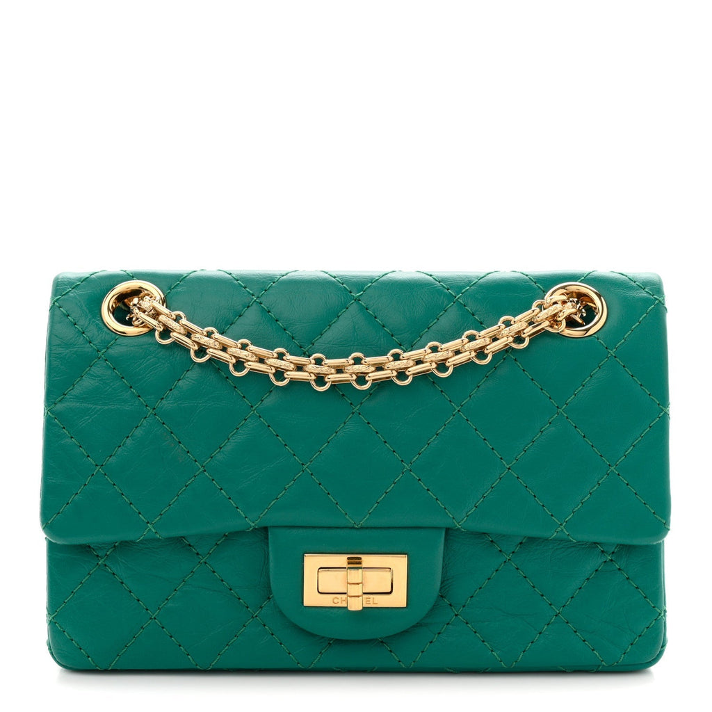 Aged Calfskin Quilted 2.55 Reissue Mini Flap Green