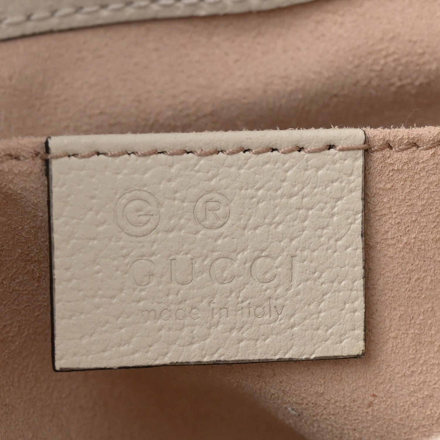 Glazed Textured Calfskin Web Small Ophidia Bucket Bag Mystic White