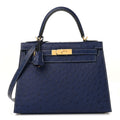 Ostrich Horseshoe Kelly Sellier 28 Bleu Iris