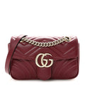 Calfskin Matelasse Small GG Marmont Shoulder Bag  Rosso Ancora