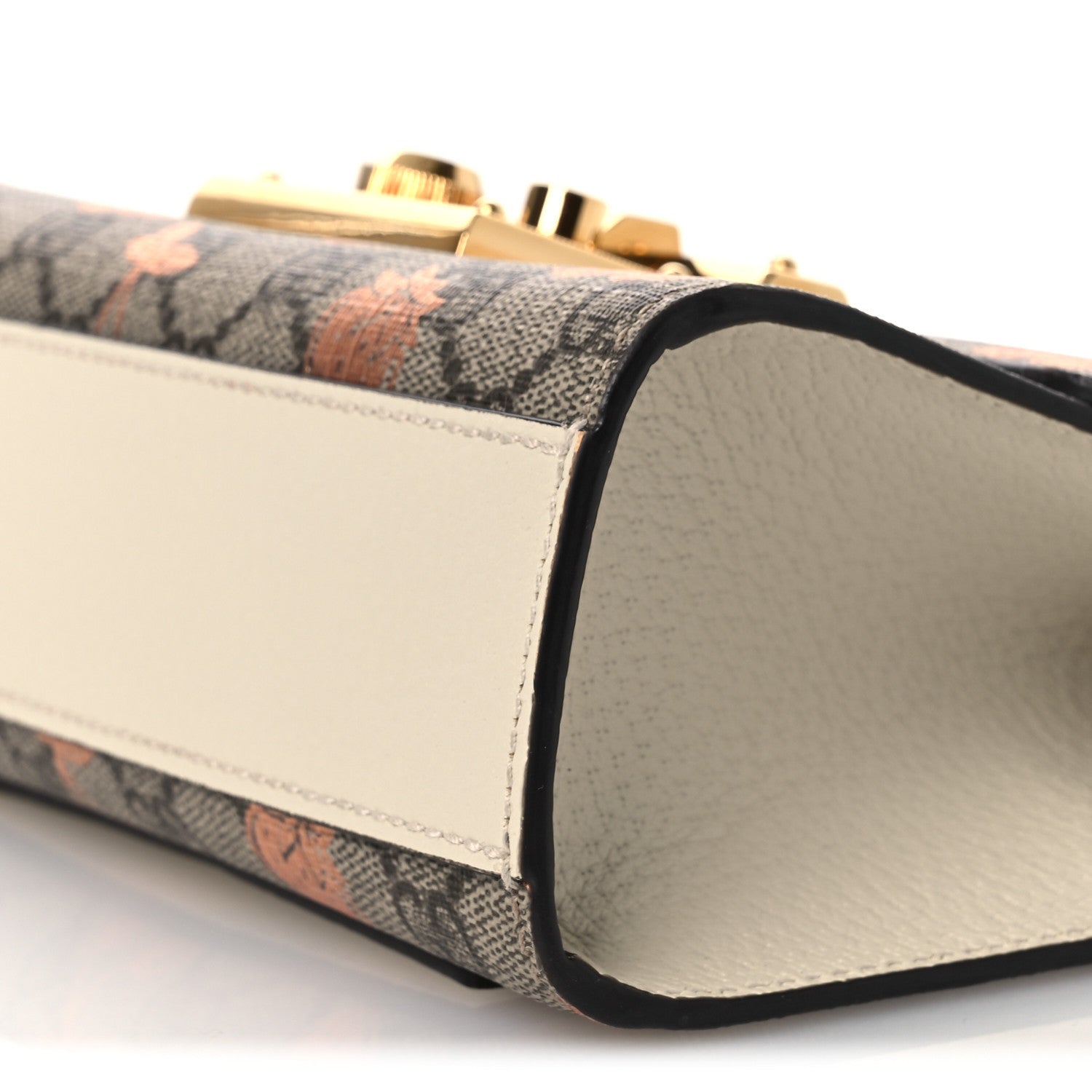 GG Supreme Monogram Berry Textured Dollar Calfskin Small Padlock Shoulder Bag Beige Ebony Light Copper Mystic White