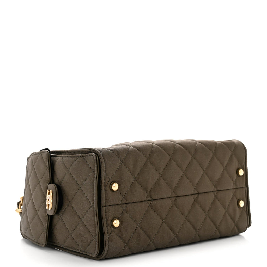 Canvas Quilted Small Chanel 25 Handbag Khaki