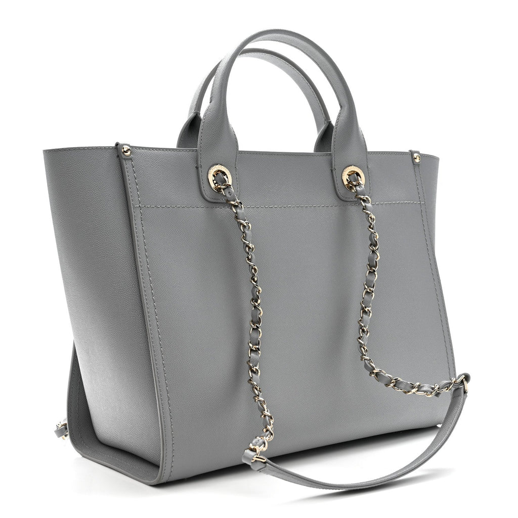 Caviar Studded Medium Deauville Tote Grey