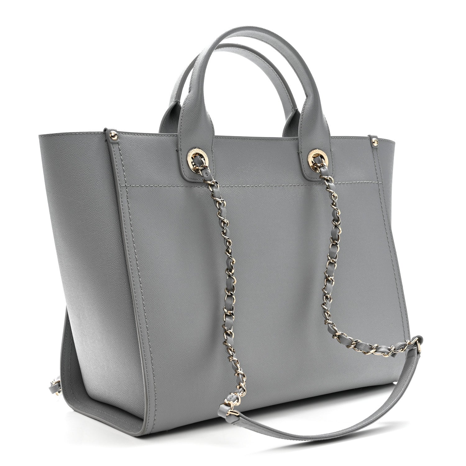Caviar Studded Medium Deauville Tote Grey
