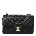 Lambskin Quilted Mini Rectangular Flap Black