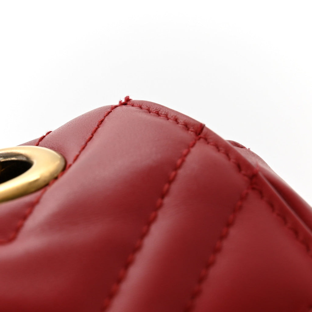 Calfskin Matelasse Mini GG Marmont Shoulder Bag Hibiscus Red