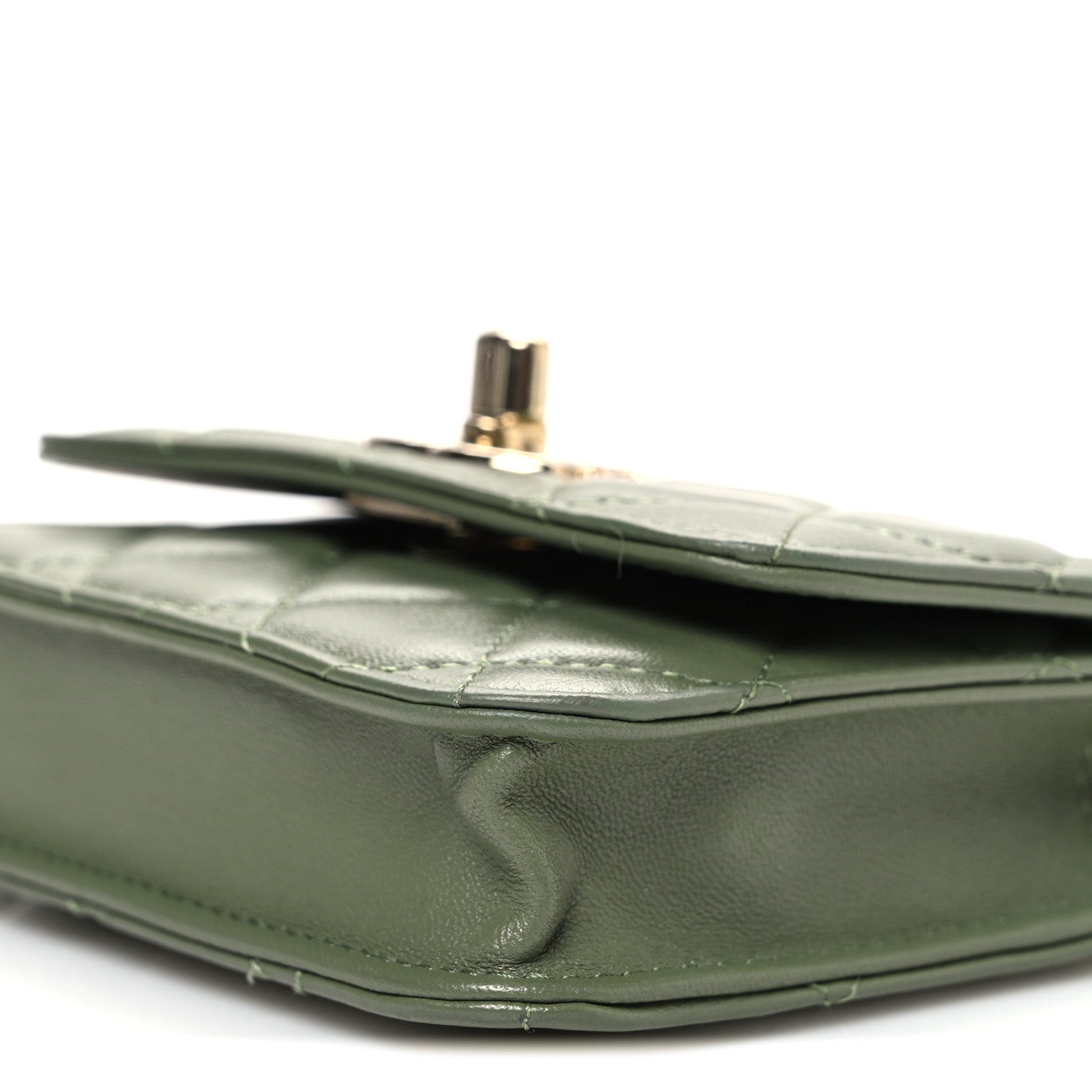 Lambskin Quilted Trendy CC Card Holder On Chain Green