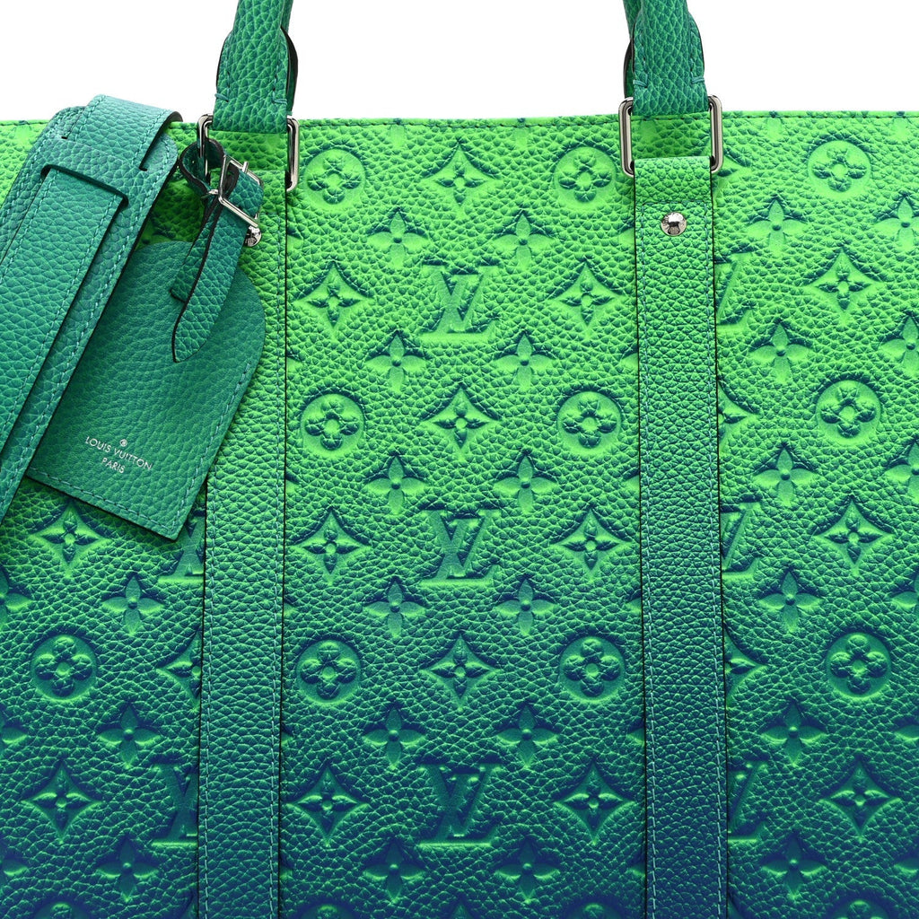 Taurillon Illusion Keepall Tote Bleu Vert