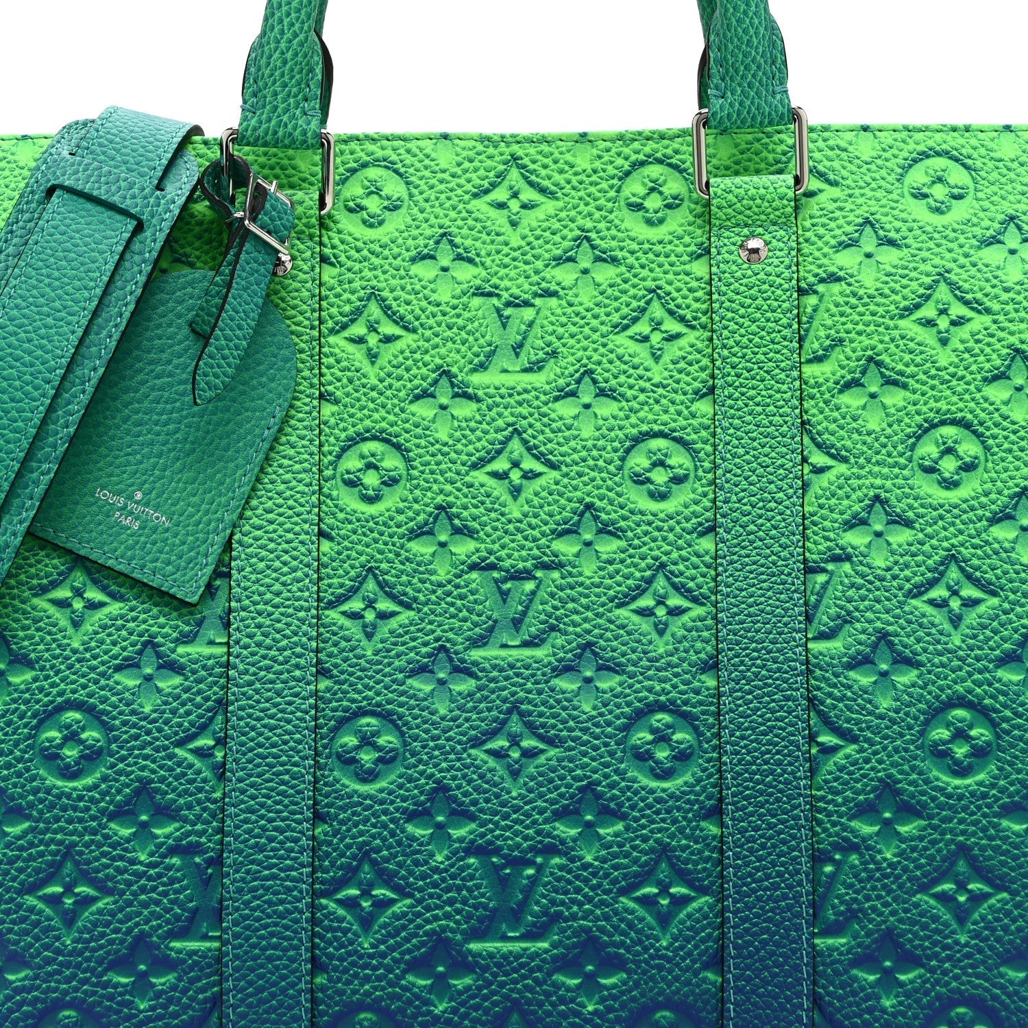 Taurillon Illusion Keepall Tote Bleu Vert