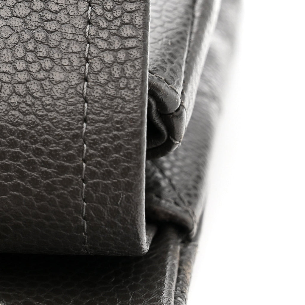 Caviar Quilted Jumbo Double Flap Grey