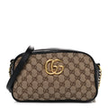 Monogram Matelasse Diagonal Small GG Marmont Chain Shoulder Bag Beige Black