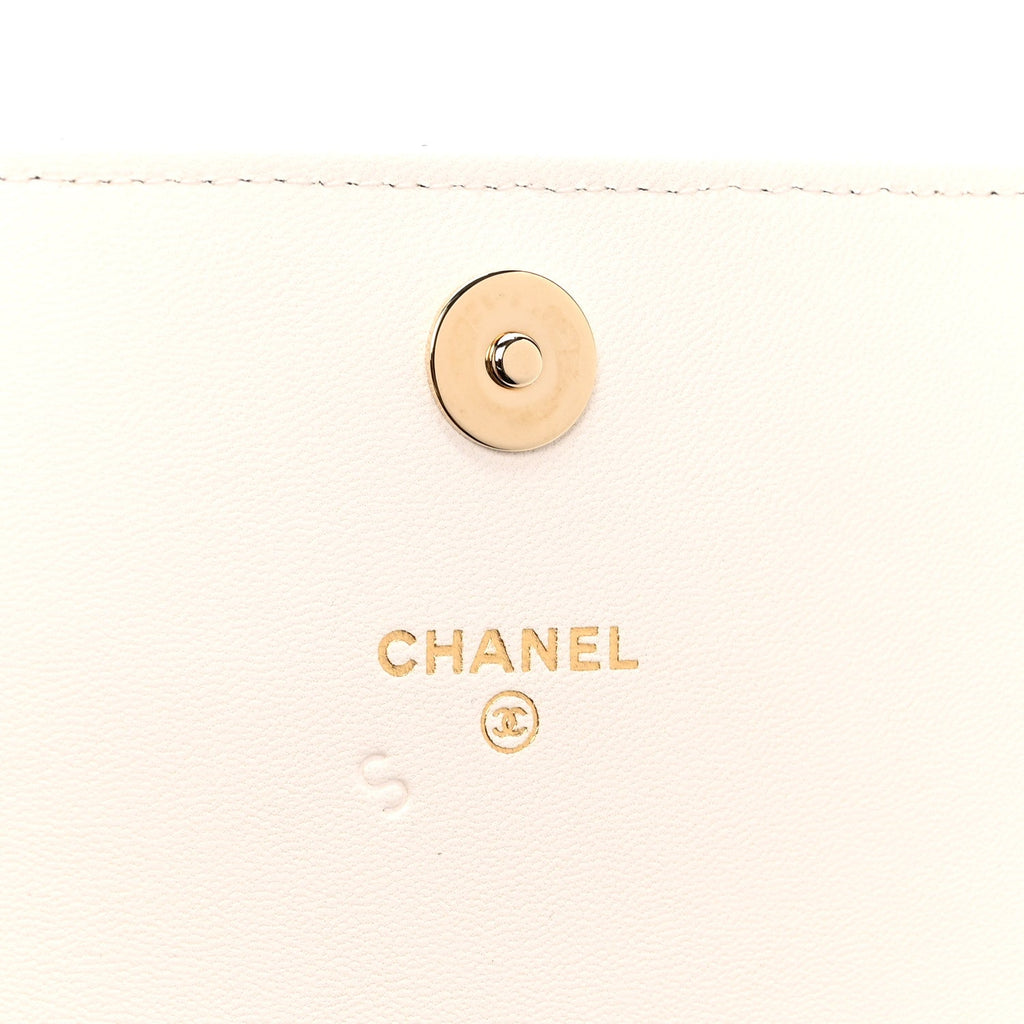 Lambskin Quilted Book Wallet On Chain WOC Black