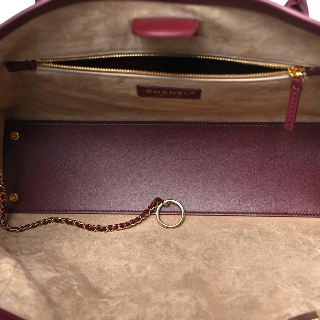 Calfskin Archetype Small Shopping Tote Dark Burgundy