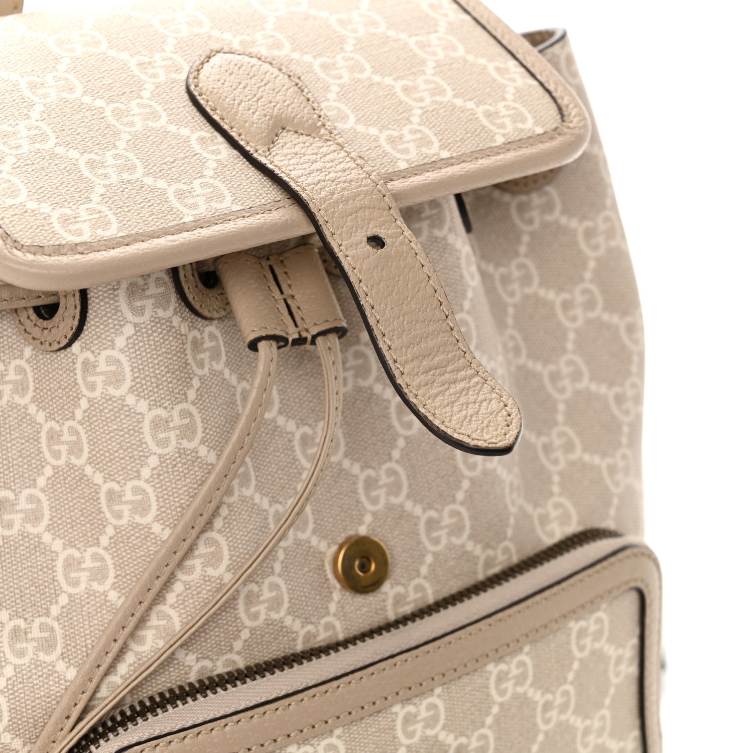 GG Supreme Monogram Azalea Calfskin Retro Interlocking G Buckle Backpack Beige Mystic White