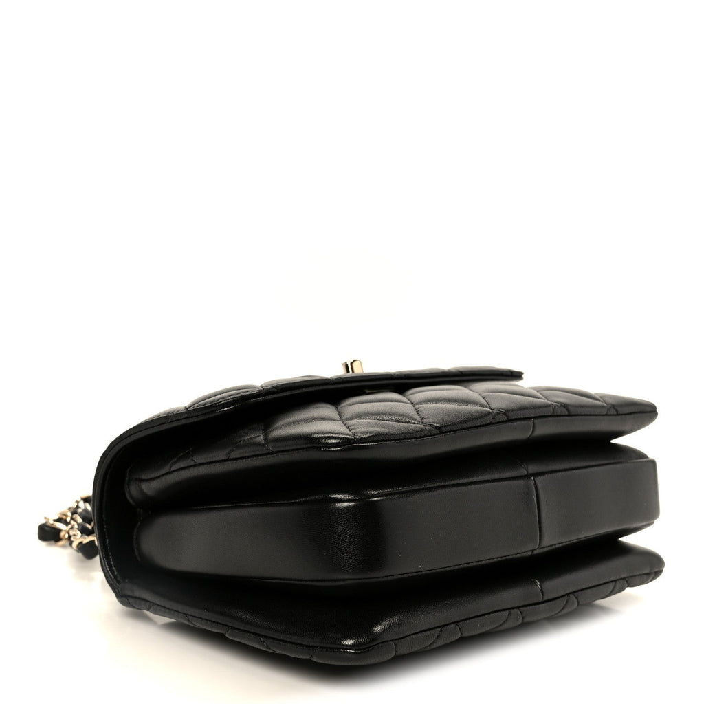 Lambskin Quilted Small Trendy CC Dual Handle Flap Bag Black