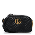 Calfskin Matelasse Small GG Marmont Chain Shoulder Bag Black