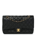 Caviar Quilted Medium Double Flap Black