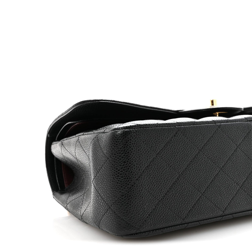 Caviar Quilted Jumbo Double Flap Black