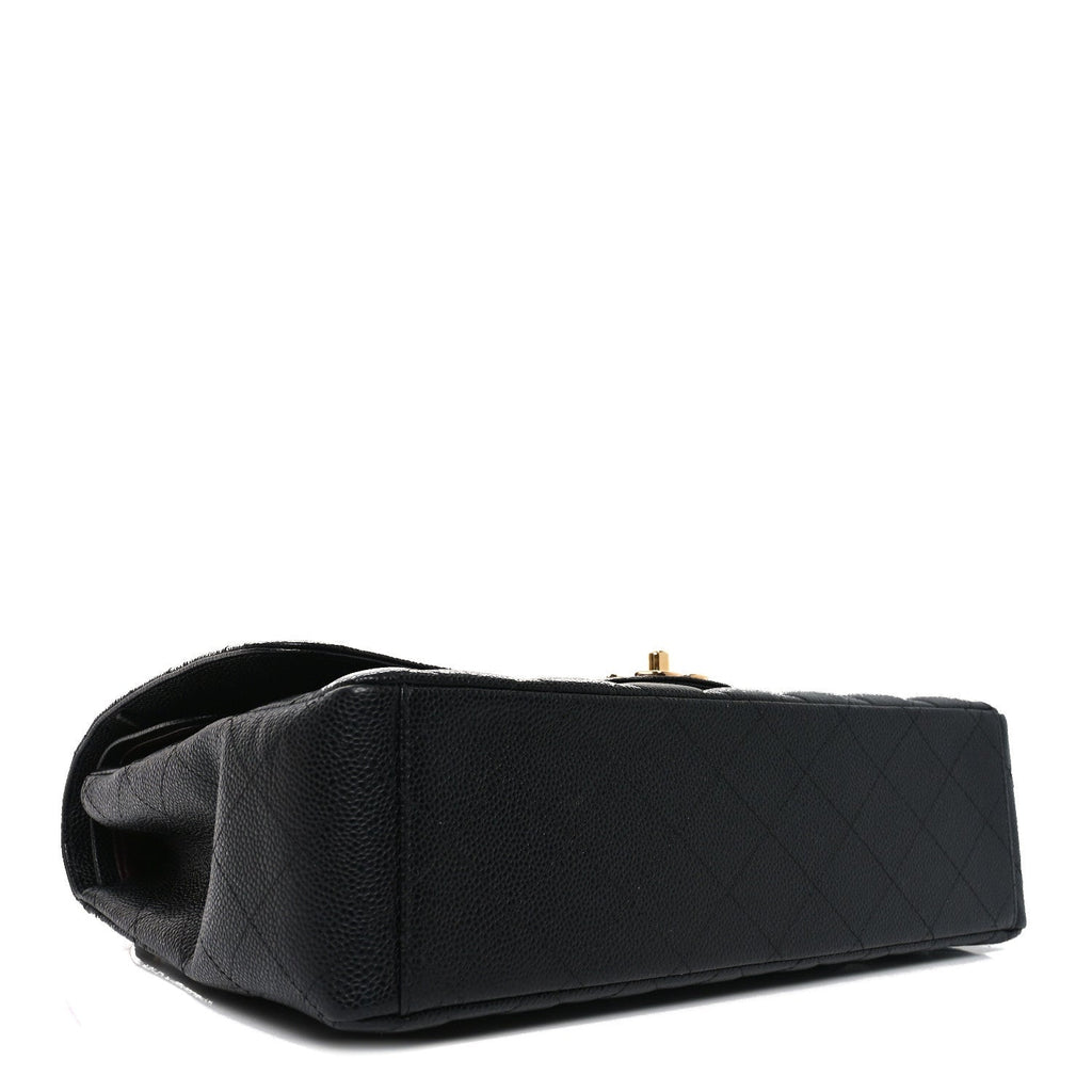 Caviar Quilted Maxi Double Flap Black