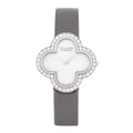 18K White Gold Satin Diamond Bezel Mother of Pearl 30mm Alhambra Quartz Watch