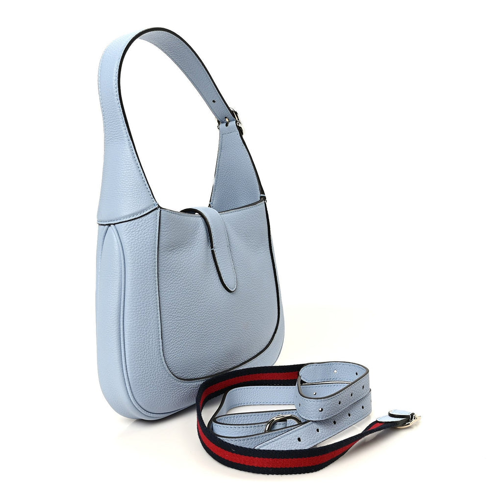 Grained Calfskin Web Medium Jackie 1961 Hobo Light Blue