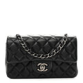 Lambskin Quilted Mini Rectangular Flap Black