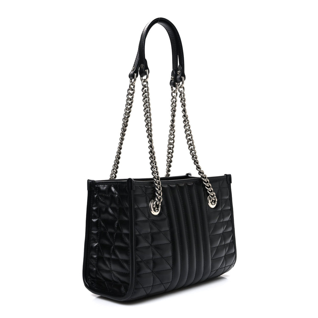 Calfskin Matelasse Aria Small GG Marmont Shoulder Tote Black