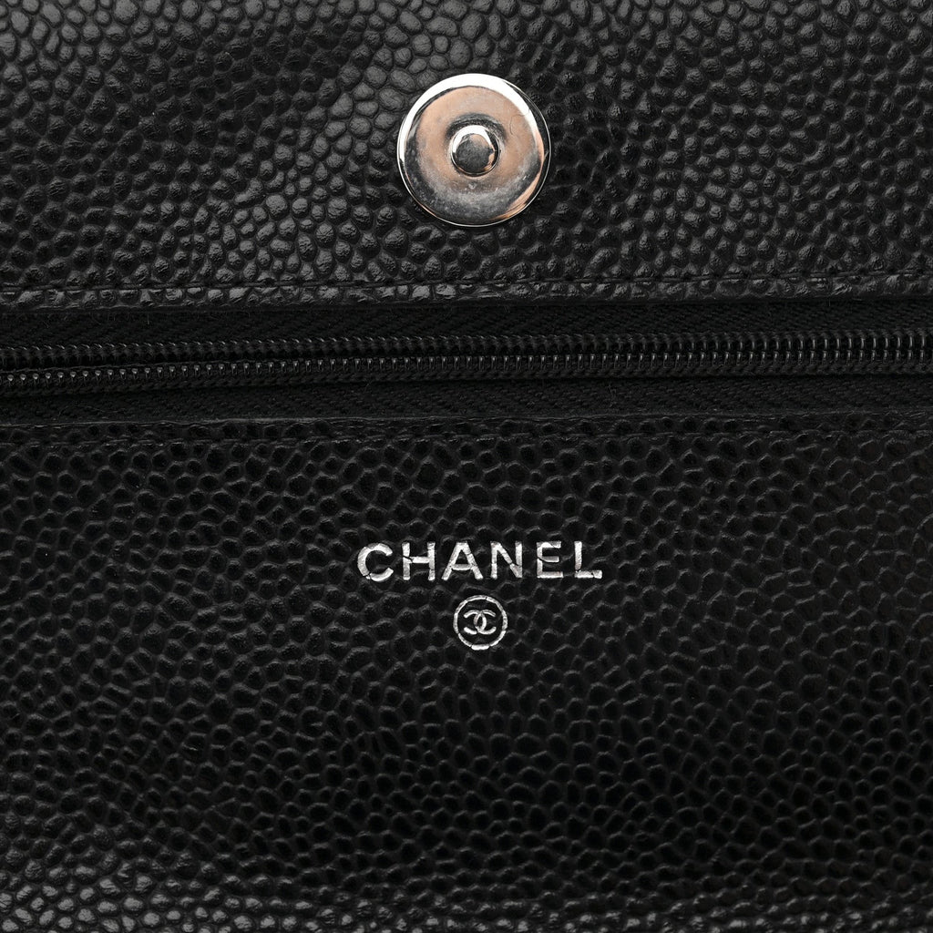 Caviar Quilted Wallet on Chain WOC Black