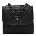 Lambskin Quilted Mini Trendy CC Clutch With Chain So Black