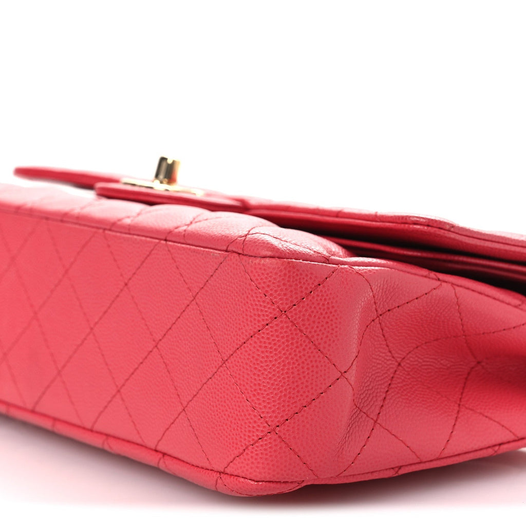 Caviar Quilted Medium Double Flap Dark Pink