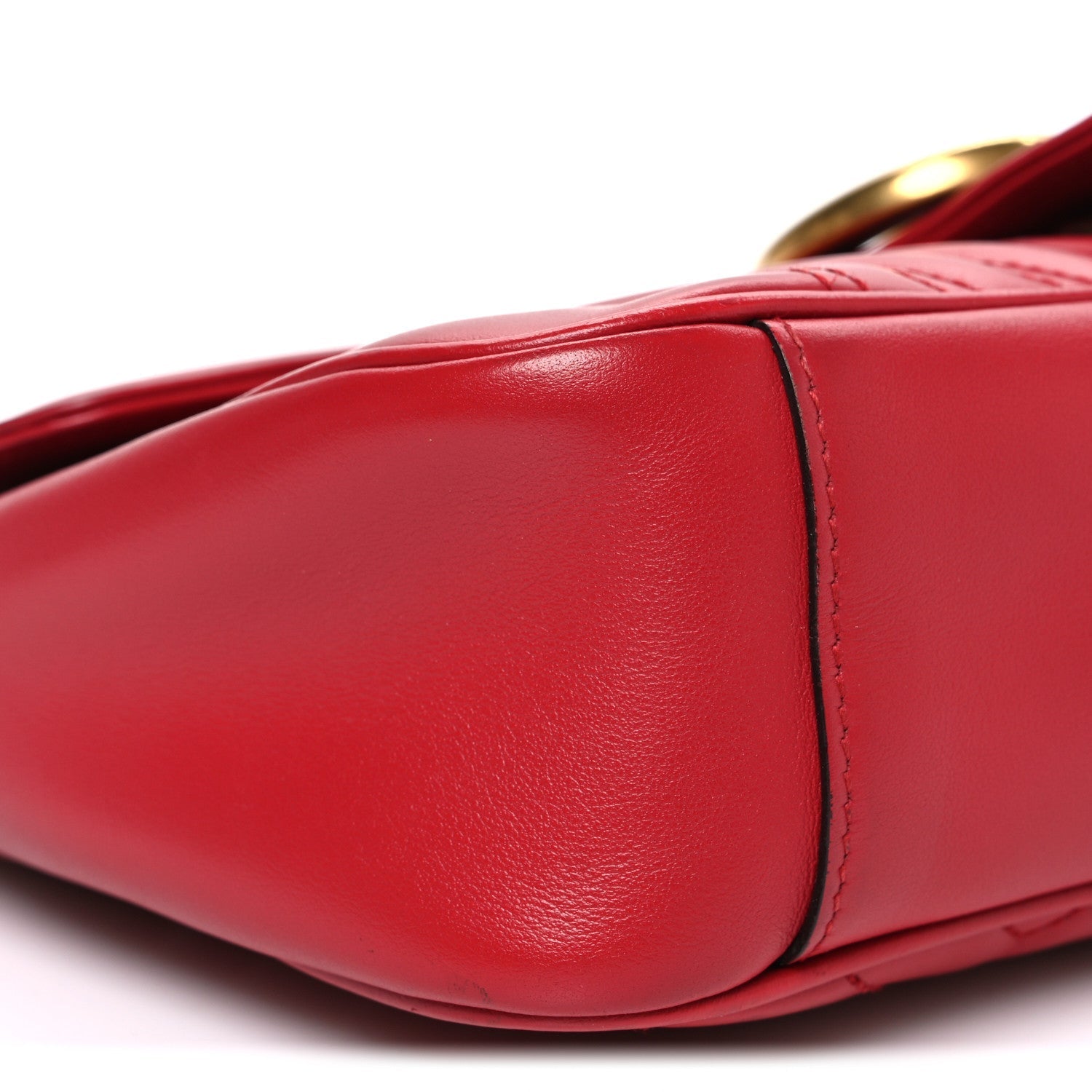 Calfskin Matelasse Small GG Marmont Shoulder Bag Hibiscus Red