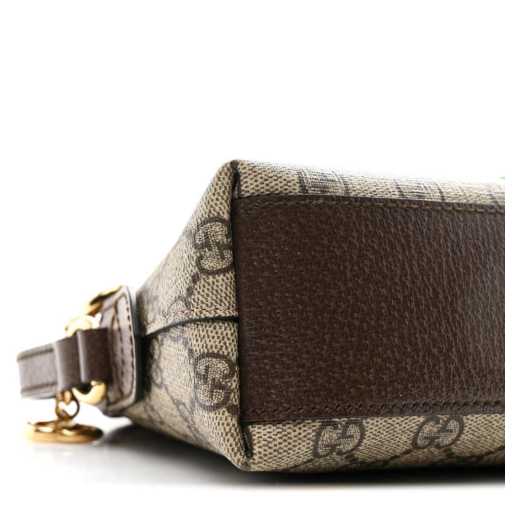 GG Supreme Monogram Textured Dollar Calfskin Web Small Ophidia Dome Shoulder Bag Beige Ebony New Acero