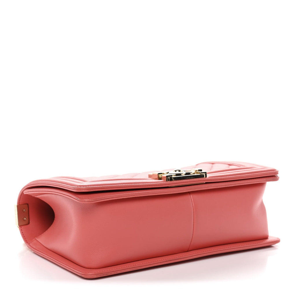 Calfskin Quilted Medium Boy Flap Coral