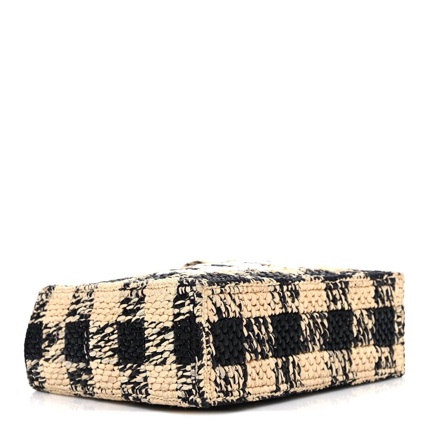 X PAULA'S IBIZA Raffia Mini Font Tote Black Natural