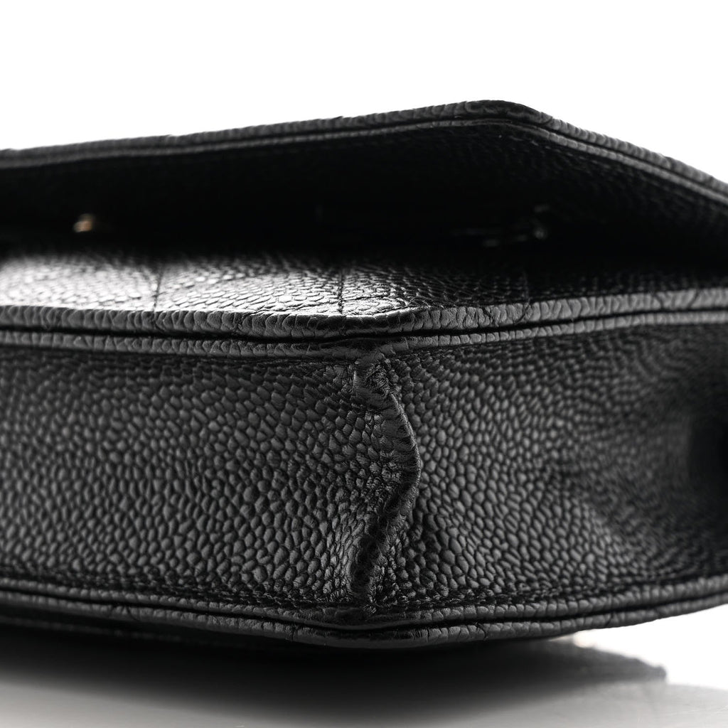 Caviar Quilted Wallet on Chain WOC Black