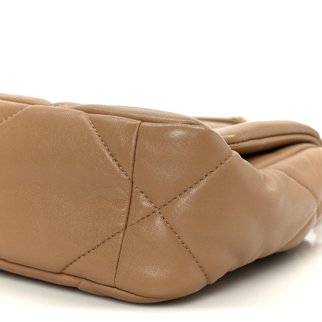 Lambskin Quilted Medium Chanel 19 Flap Dark Beige